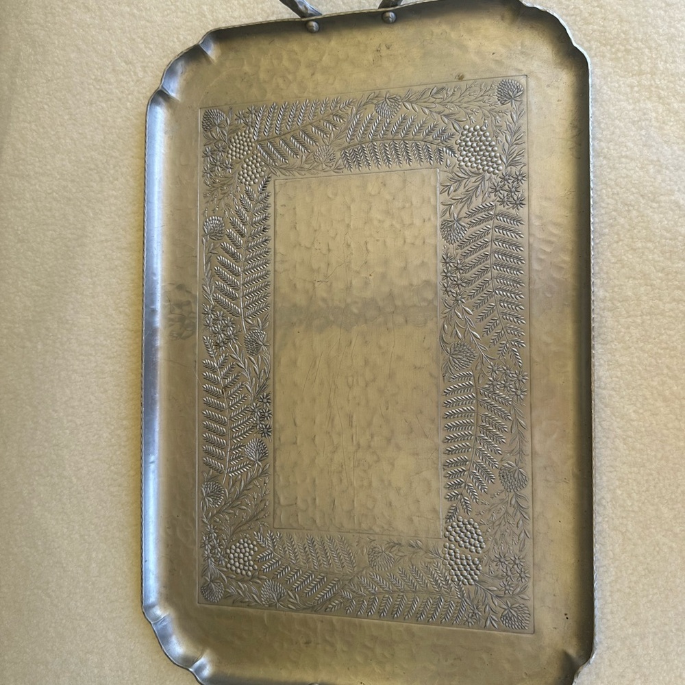 Vintage 1940 pewter tray